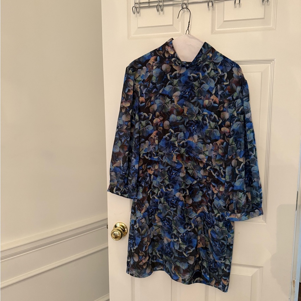 Chic Blue Floral Midi Dress